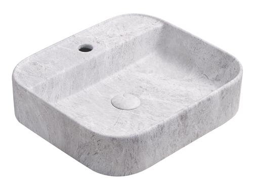 Vasque rectangle à poser LYS en céramique 37 x 37 x 11 cm - Marbre gris